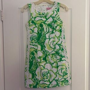 Lilly Pulitzer Cotton Green and White Floral Sleeveless Dress 00